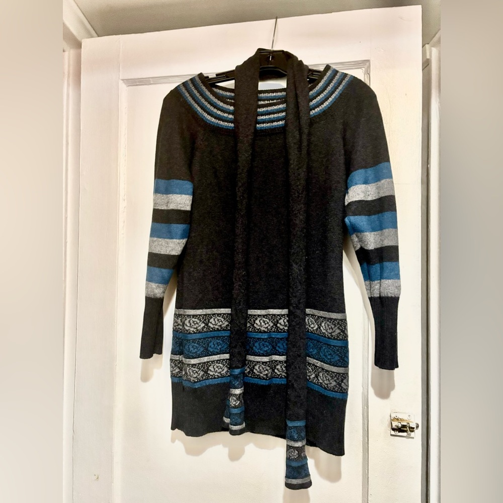 MARC JACOBS cashmere sweater with  scarf  , dark gray , size medium
